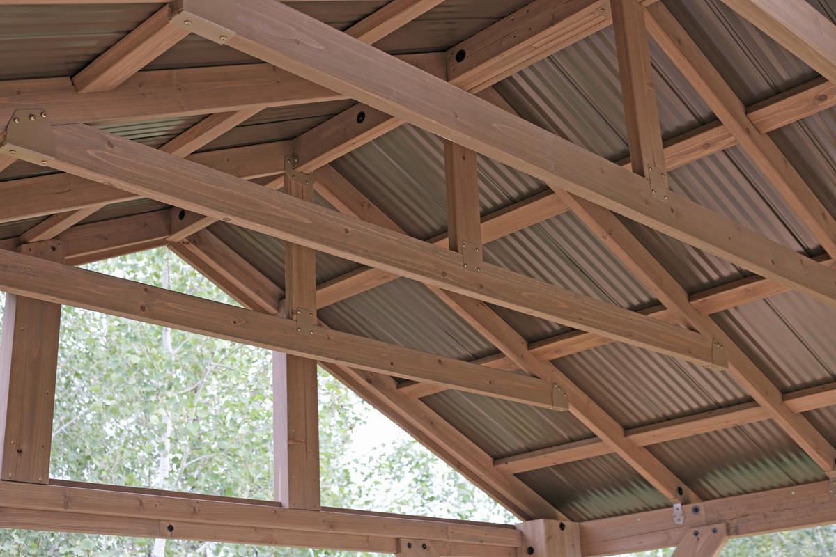 Pavillon YUKon 366x427 cm wetterfest regenabweisend - Naturfarben, Basics, Holz/Metall (366/330/427cm)