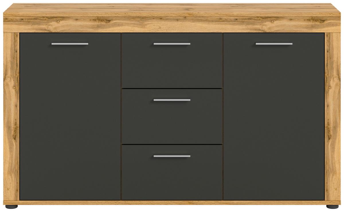 Sideboard Jam Eiche Dekor B: 125 Cm - Eiche Wotan, Design, Holzwerkstoff (125/80/35cm) - MID.YOU