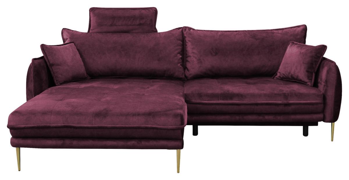 Ecksofa Whisper Weinrot S: 196x264 cm - Weinrot/Goldfarben, Design, Textil (196/264cm) - MID.YOU