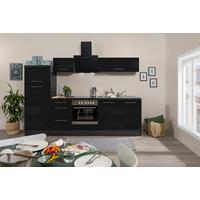 Küchenzeile mit Geräten 270 cm Schwarz Hochglanz - Schwarz/Grau, KONVENTIONELL, Holzwerkstoff (270cm) - Respekta