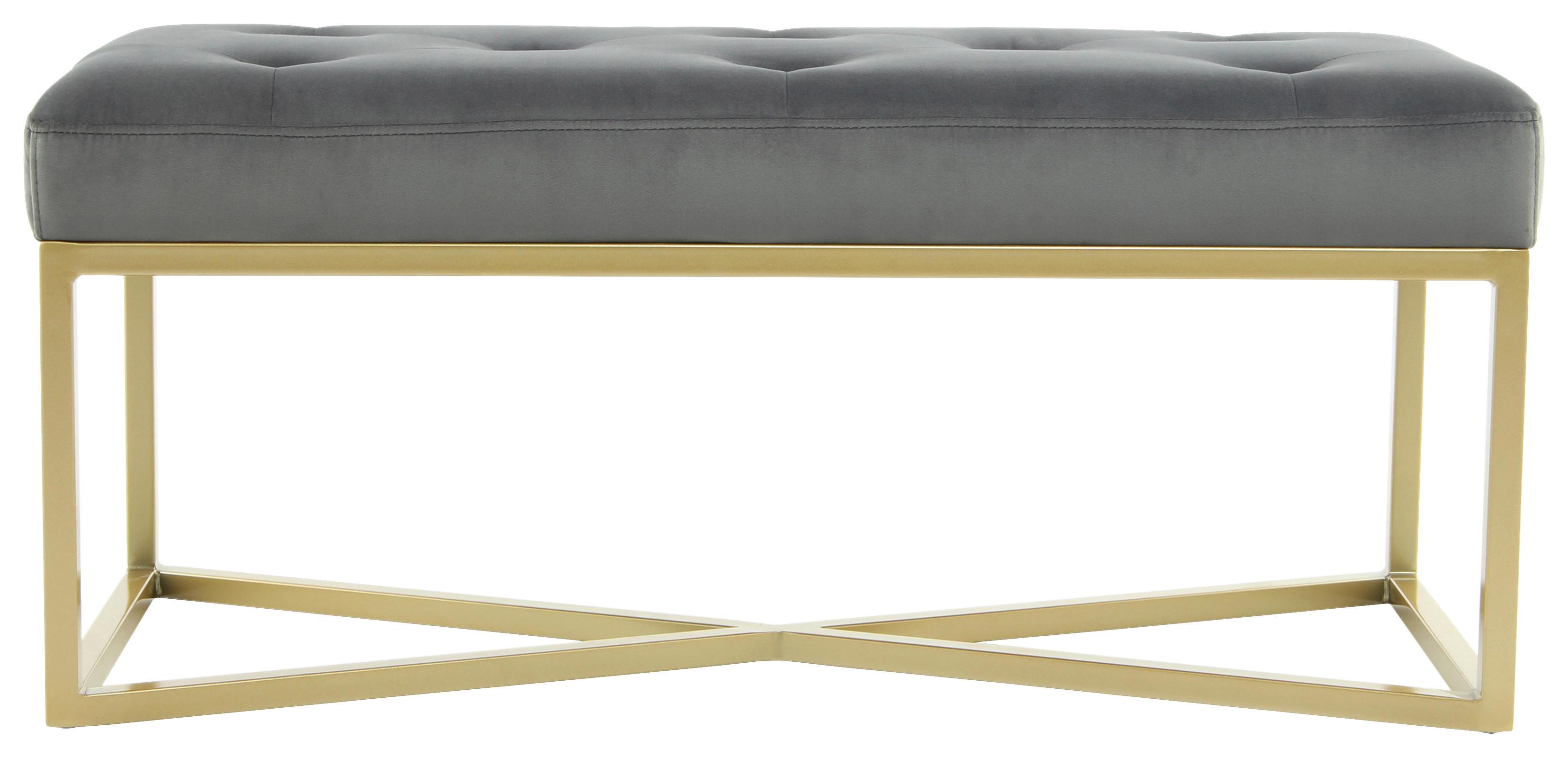 Sedací lavice DIAZ - šedá/barvy zlata, Design, kov/kompozitní dřevo (40/40/90cm) - MID.YOU