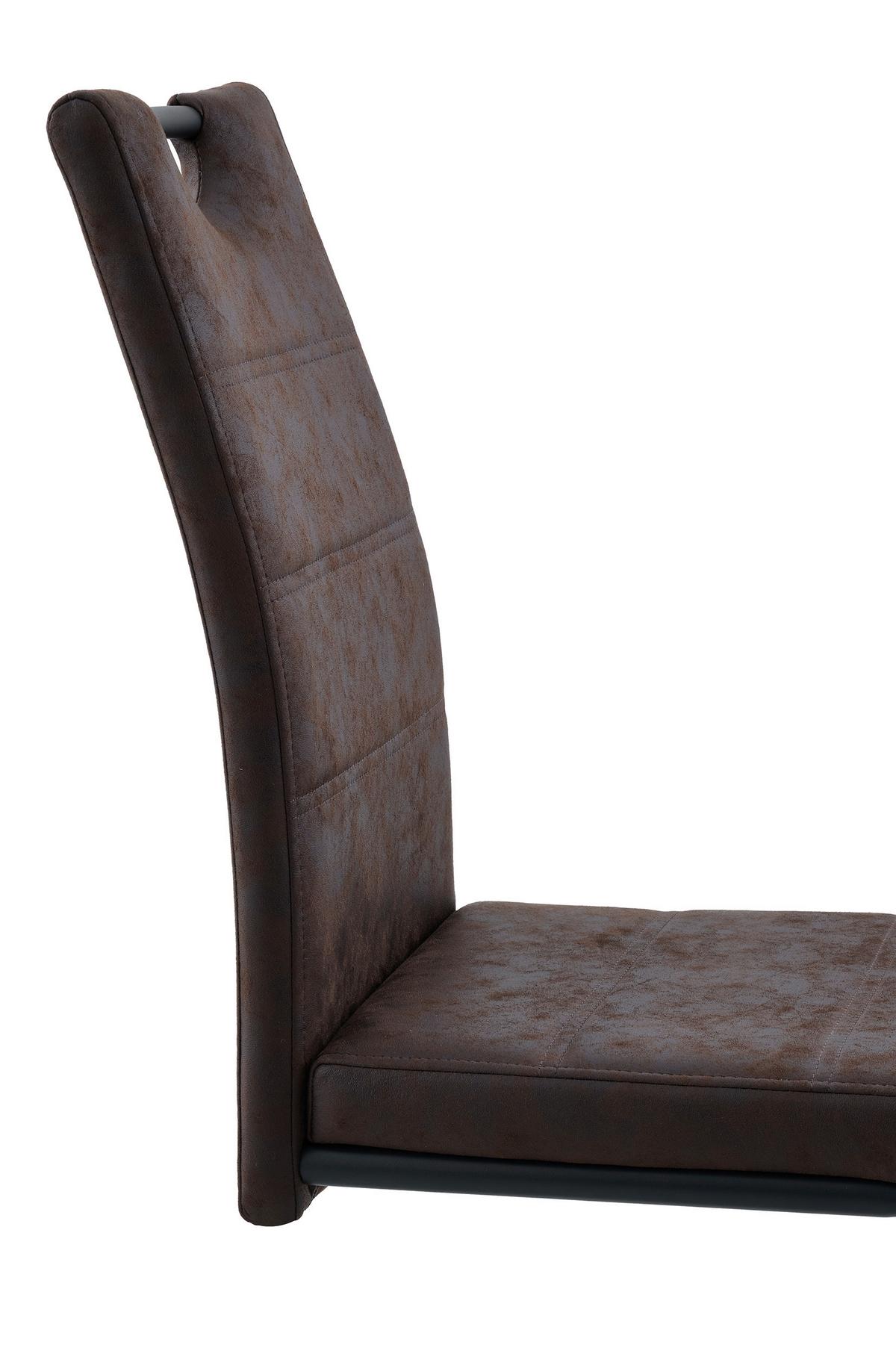 Stuhl Sabrina Microfaser Braun, B: 43 cm - Schwarz/Braun, KONVENTIONELL, Textil/Metall (43/99/61cm)