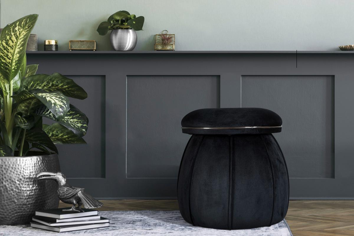 Hocker Corin 125 Schwarz/Graphit D: 51,5 cm - Graphitfarben/Schwarz, Design, Textil (51,5/55cm) - Kayoom