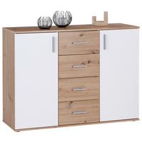 KOMODA INA 03 - bílá/dub artisan, Moderní, kompozitní dřevo/plast (132/94,8/38,3cm) - Based