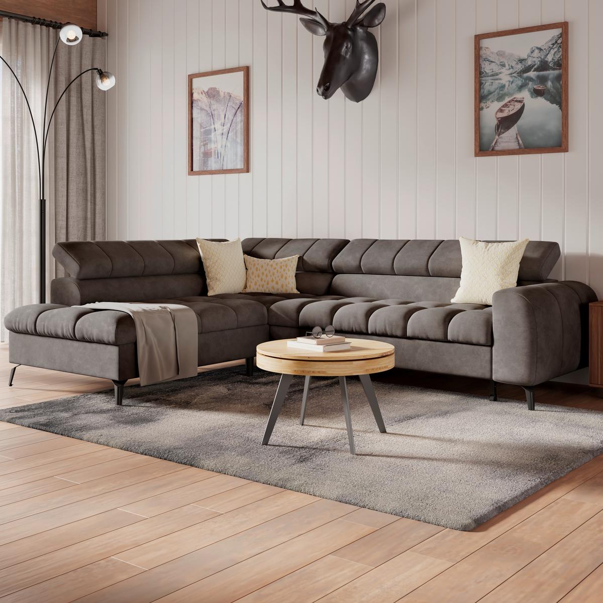 Ecksofa mit Schlaffunktion & Bettkasten Volf Schwarz - Schwarz, Trend, Kunststoff/Textil (203/261cm)