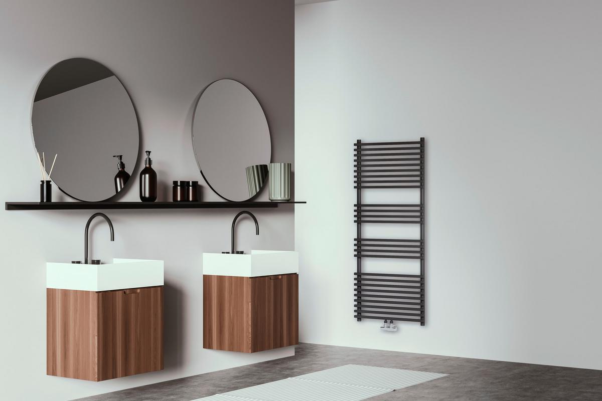 Handtuchtrockner Trient B/H: 60x140 cm Gerade 700 Watt - Schwarz, Basics, Metall (60/140cm) - Sanotechnik