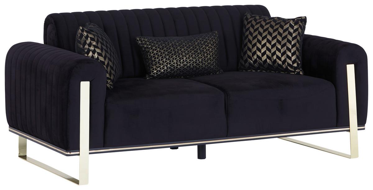 2-sitzer-sofa Bono Schwarz - Goldfarben/Schwarz, MODERN, Textil (180/83/90cm) - Luca Bessoni