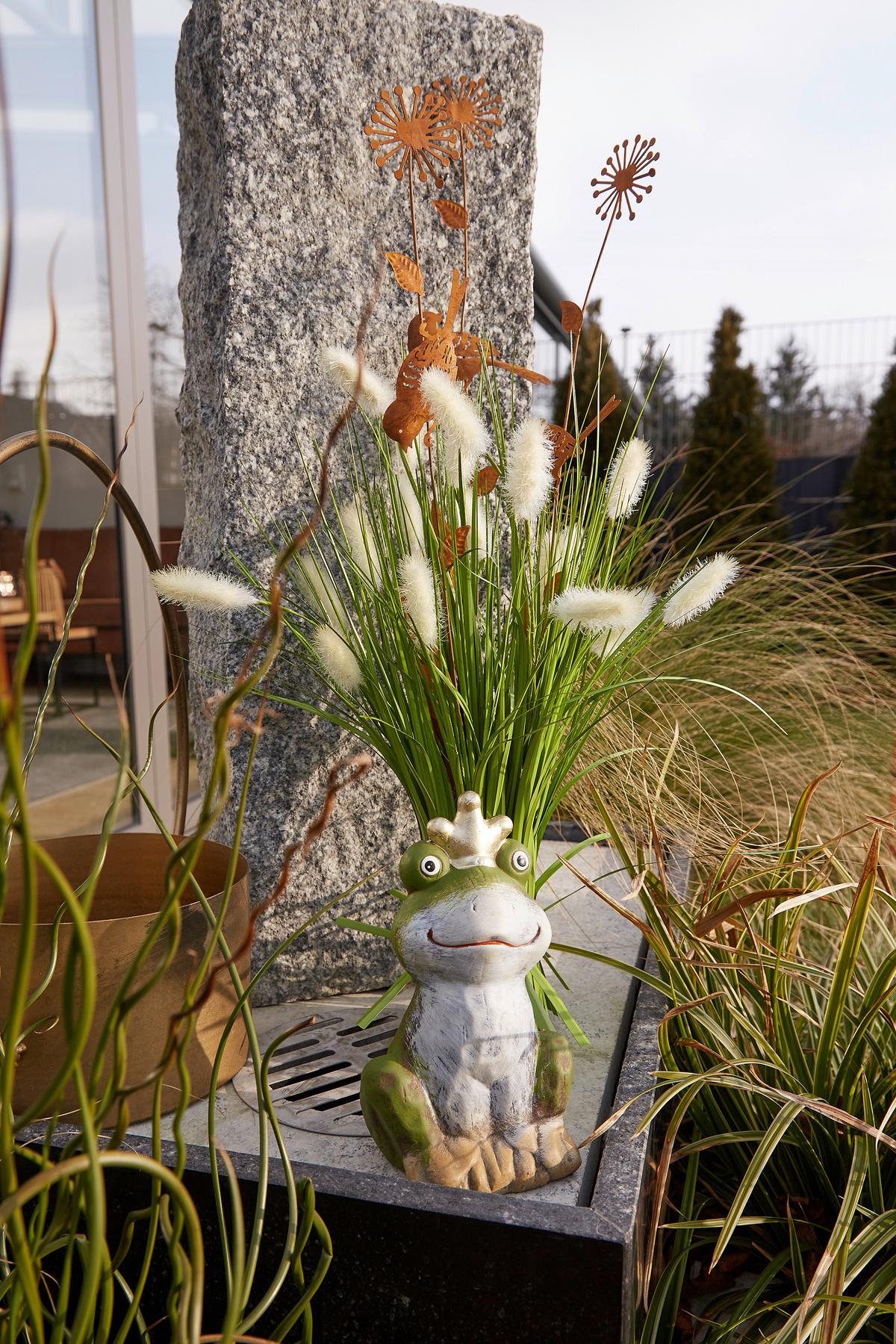 Kunstpflanze Grasbündel Creme L: 40 cm, Mariette - Creme/Grün, ROMANTIK / LANDHAUS, Papier/Kunststoff (40cm) - Luca Bessoni