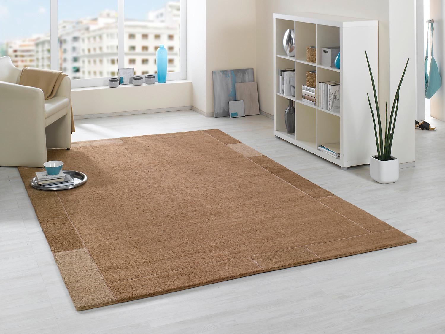 Wollteppich Luwasa - Braun, Basics, Textil (90/160cm) - Cazaris