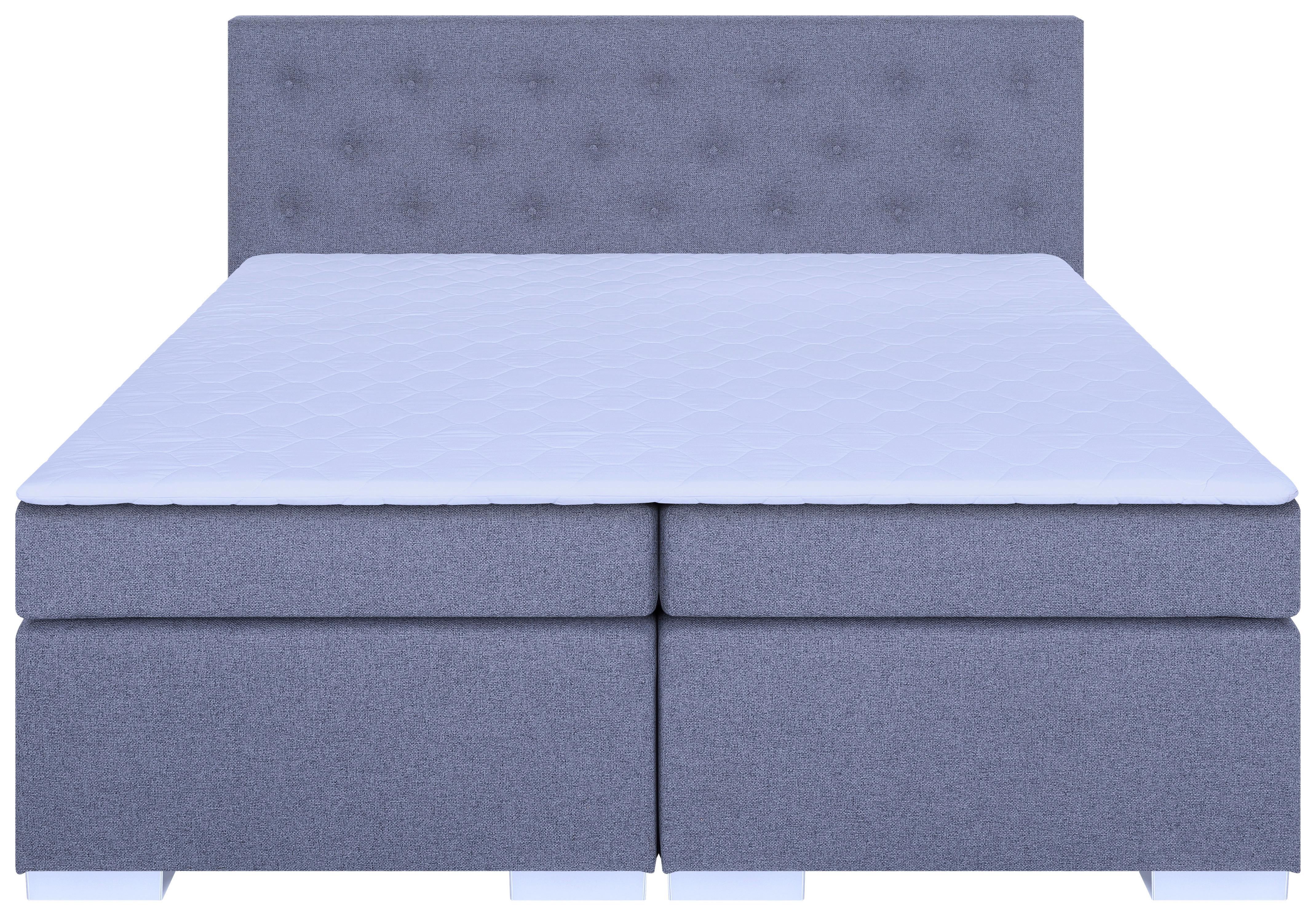 Boxspringbett mit Topper 180x200 Korfu - Chromfarben/Hellgrau, Basics, Holzwerkstoff/Textil (180/200cm) - P & B