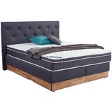 Boxspringbett mit Bettschublade 160x200 Mara - Dunkelgrau/Eichefarben, KONVENTIONELL, Holz/Textil (160/200cm)
