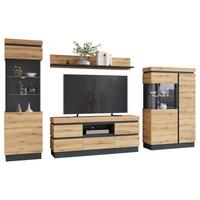 Stapelprogramm Corte Grau/Eiche Dekor B: 324,5 cm - Eichefarben/Grau, Trend, Glas/Holzwerkstoff (324,5/200,5/40cm)