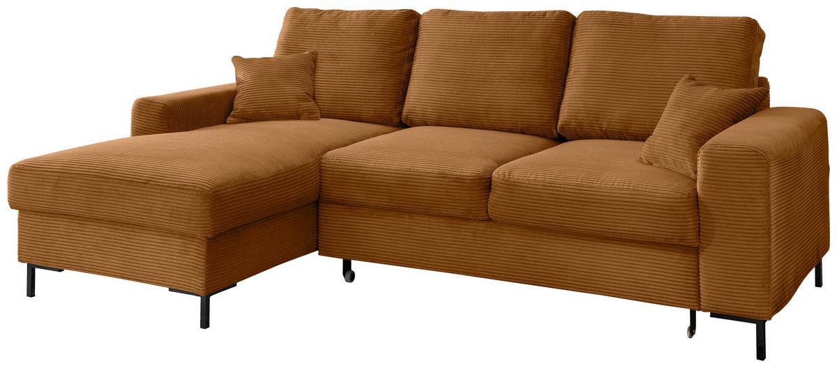 Eckschlafsofa Zona, Goldfarben S: 143x237 Cm - Goldfarben/Schwarz, KONVENTIONELL, Textil (143/237cm) - Livetastic