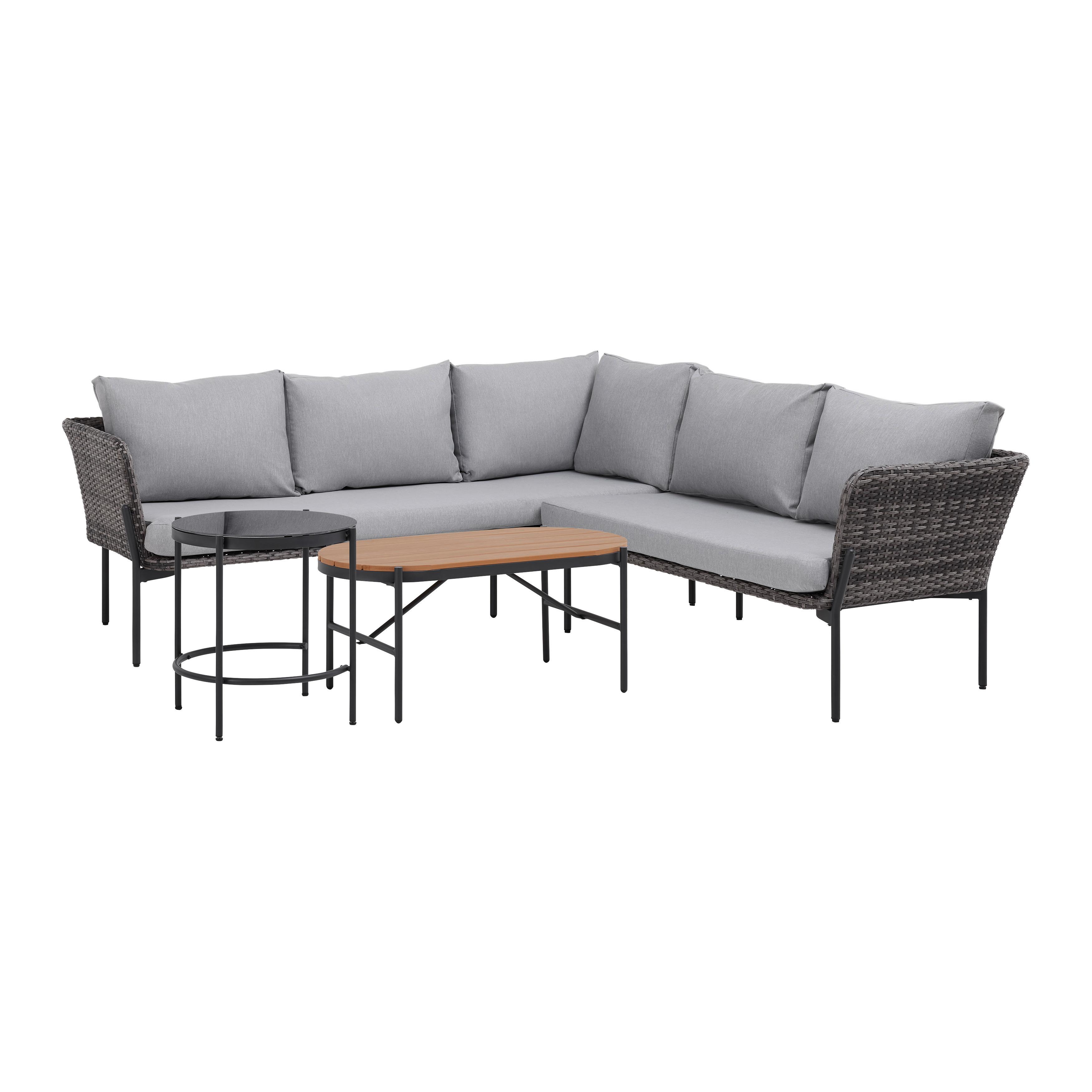 Záhradná sedacia súprava ZOPHIA - čierna/sivá, Modern, kov/textil (294/68/77cm) - Bessagi Garden