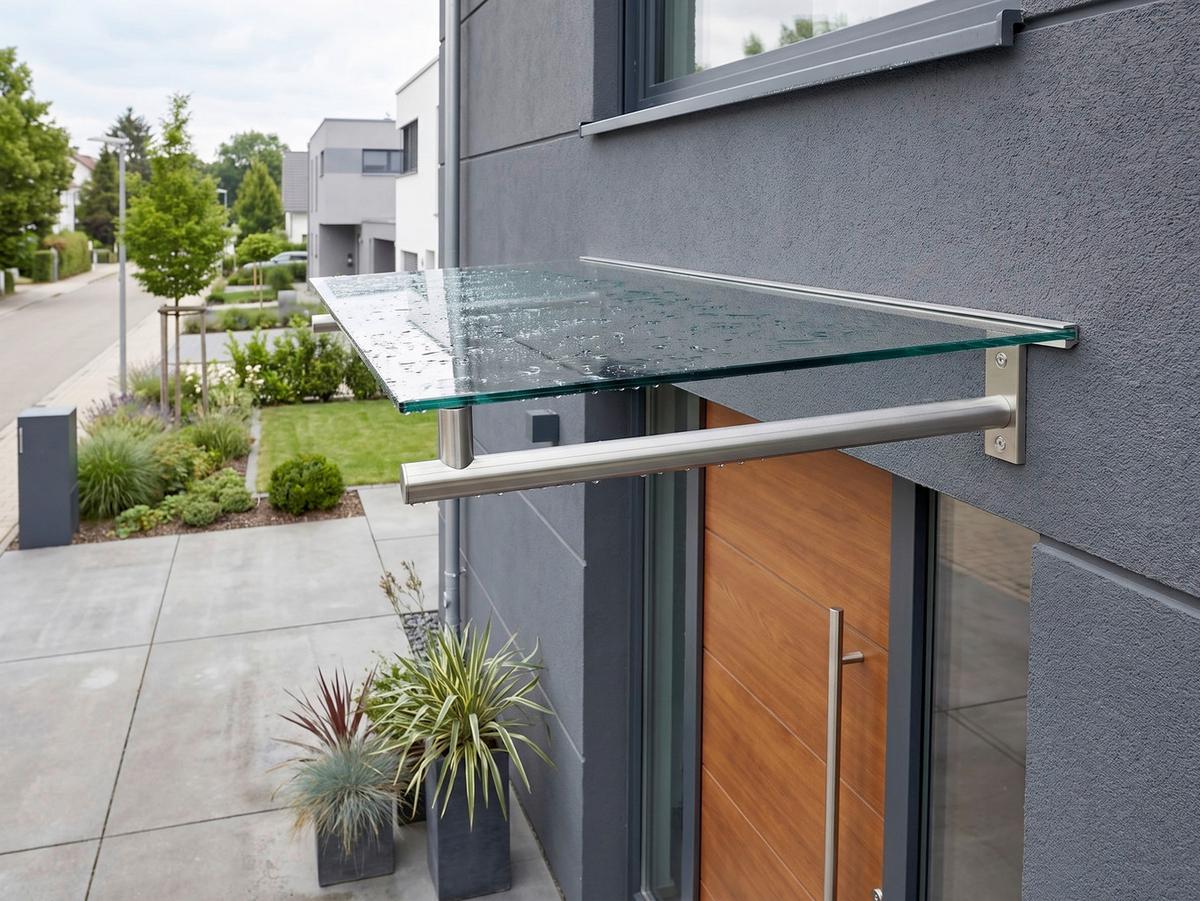Vordach mit VSG Sicher- heitsglas, 140x80 cm - Basics (140/1/80cm)