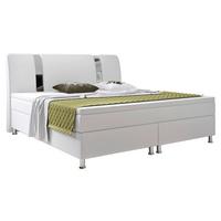 Boxspringbett Mit Topper / Matratze 180x200 Cm Riva - Silberfarben/Weiß, KONVENTIONELL, Leder/Textil (180/115/210cm) - MID.YOU