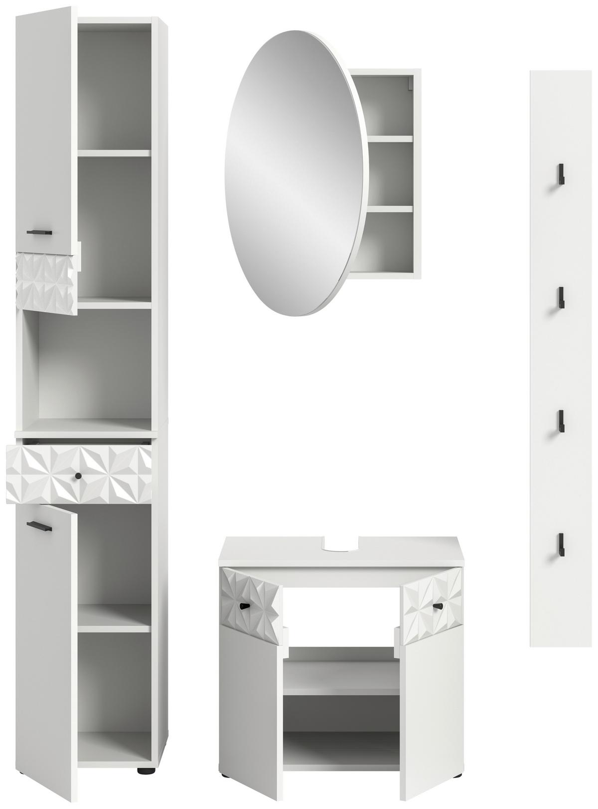 Badezimmer Prisma Weiß B: 111 cm - Schwarz/Weiß, MODERN, Glas/Holzwerkstoff (111cm) - MID.YOU