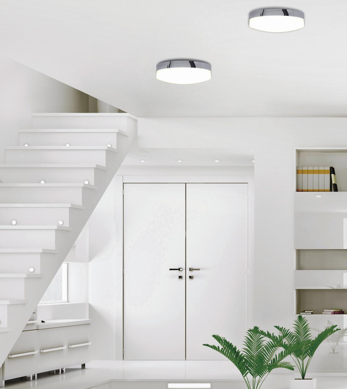 LED-DECKENLEUCHTE 1196761 - Chromfarben/Weiß, Design, Kunststoff/Metall (29cm) - Näve