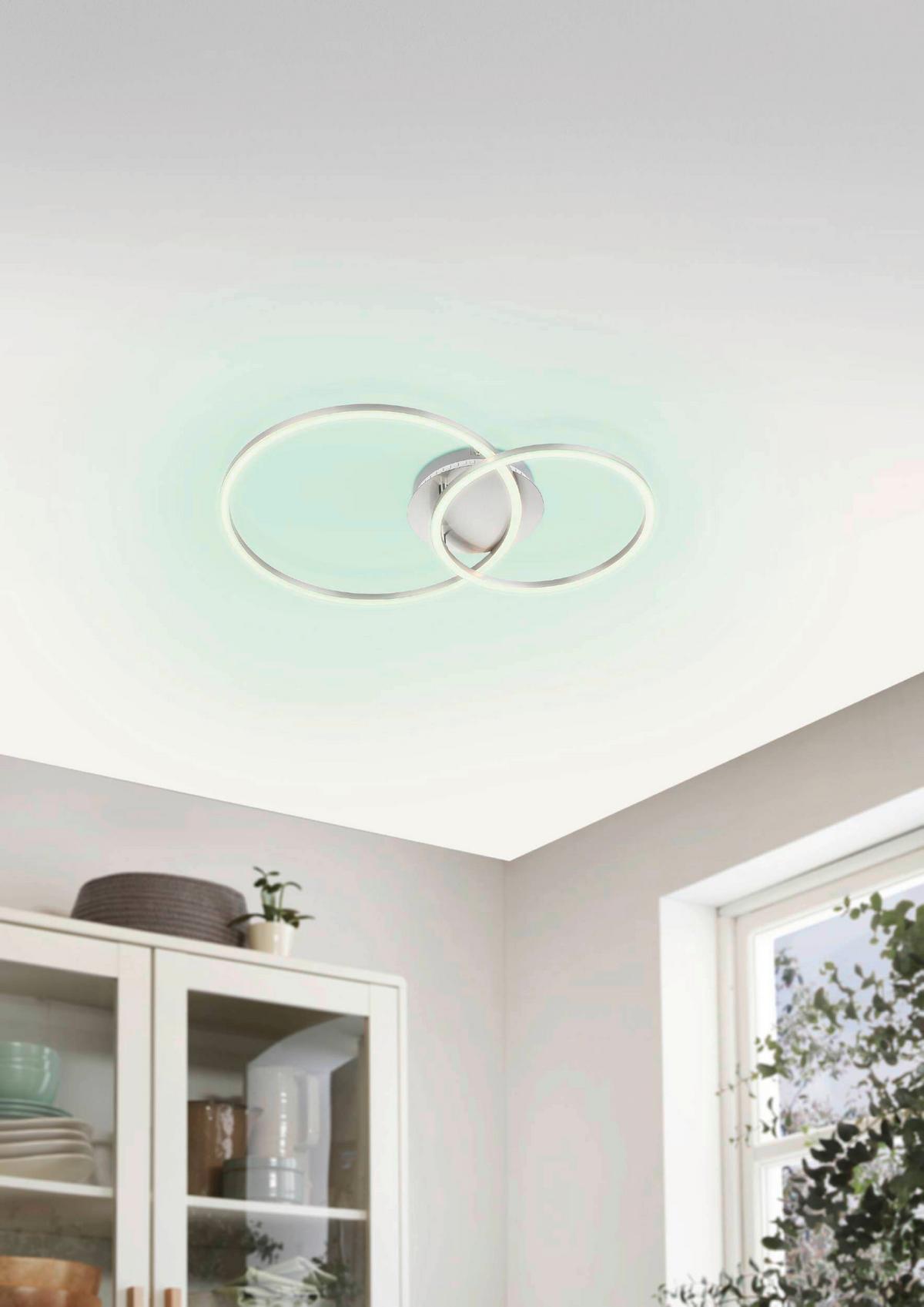 Deckenleuchte 75607 Palmaves Ø 39 cm - Silberfarben/Weiß, Basics, Kunststoff/Metall (39/55cm)