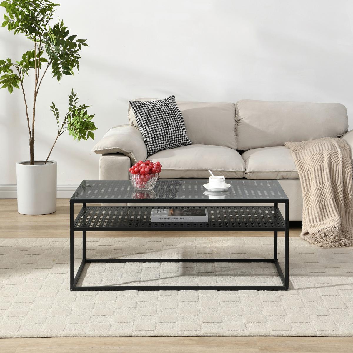 COUCHTISCH Schwarz L: 100cm - Schwarz, Design, Glas/Metall (100/50/45cm) - MID.YOU