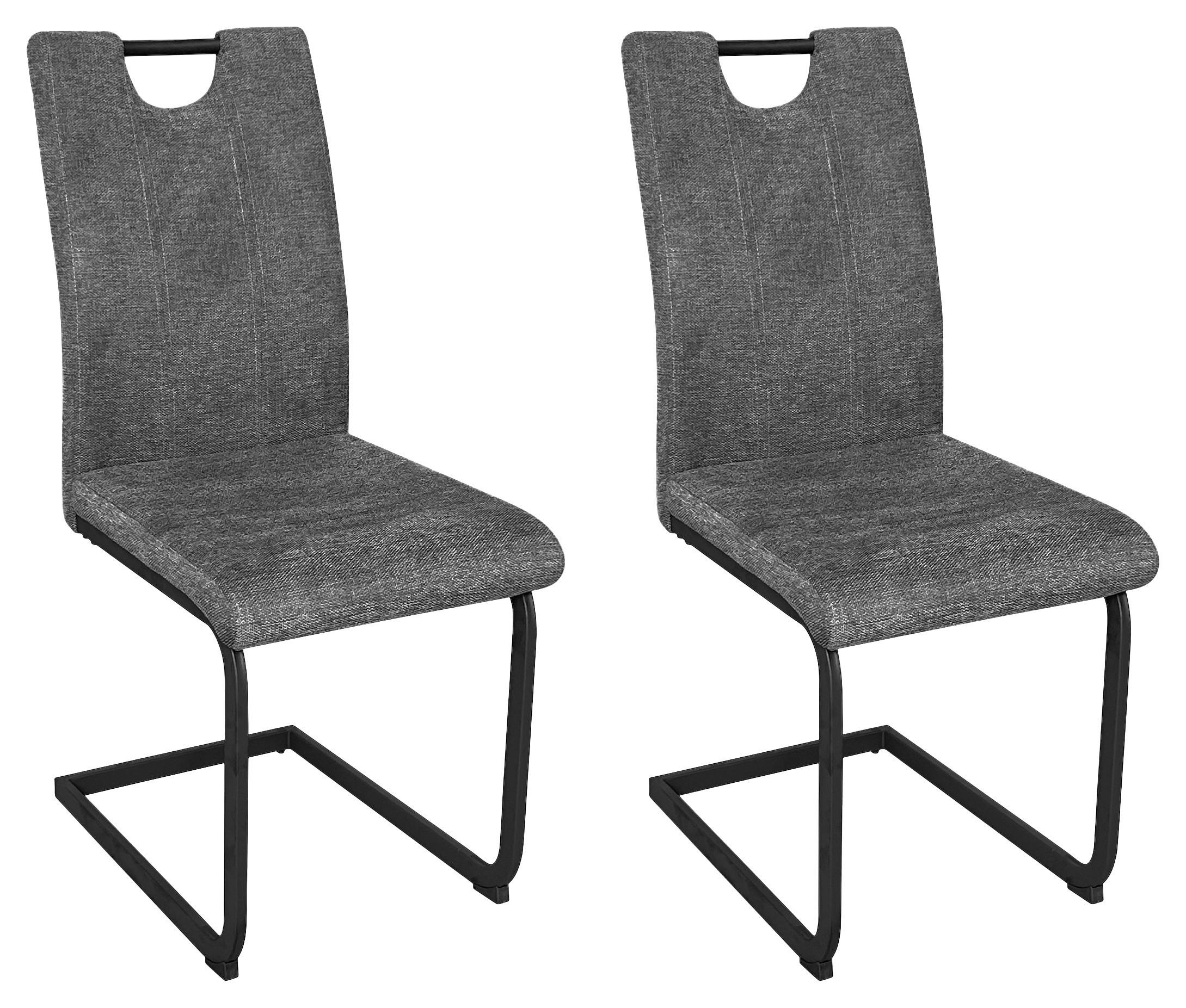 Schwingstuhl-Set Banff, Anthrazit, B: 42 cm - Anthrazit/Schwarz, Design, Textil/Metall (42/97/58cm) - MID.YOU