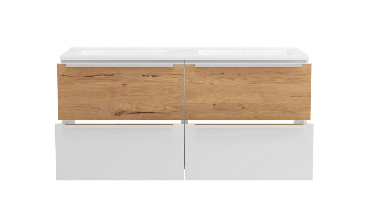 WASCHTISCHKOMBI Verona Weiß/Wildeiche B: 120cm - Wildeiche/Weiß, Trend, Holzwerkstoff/Stein (120/54/47cm) - Held