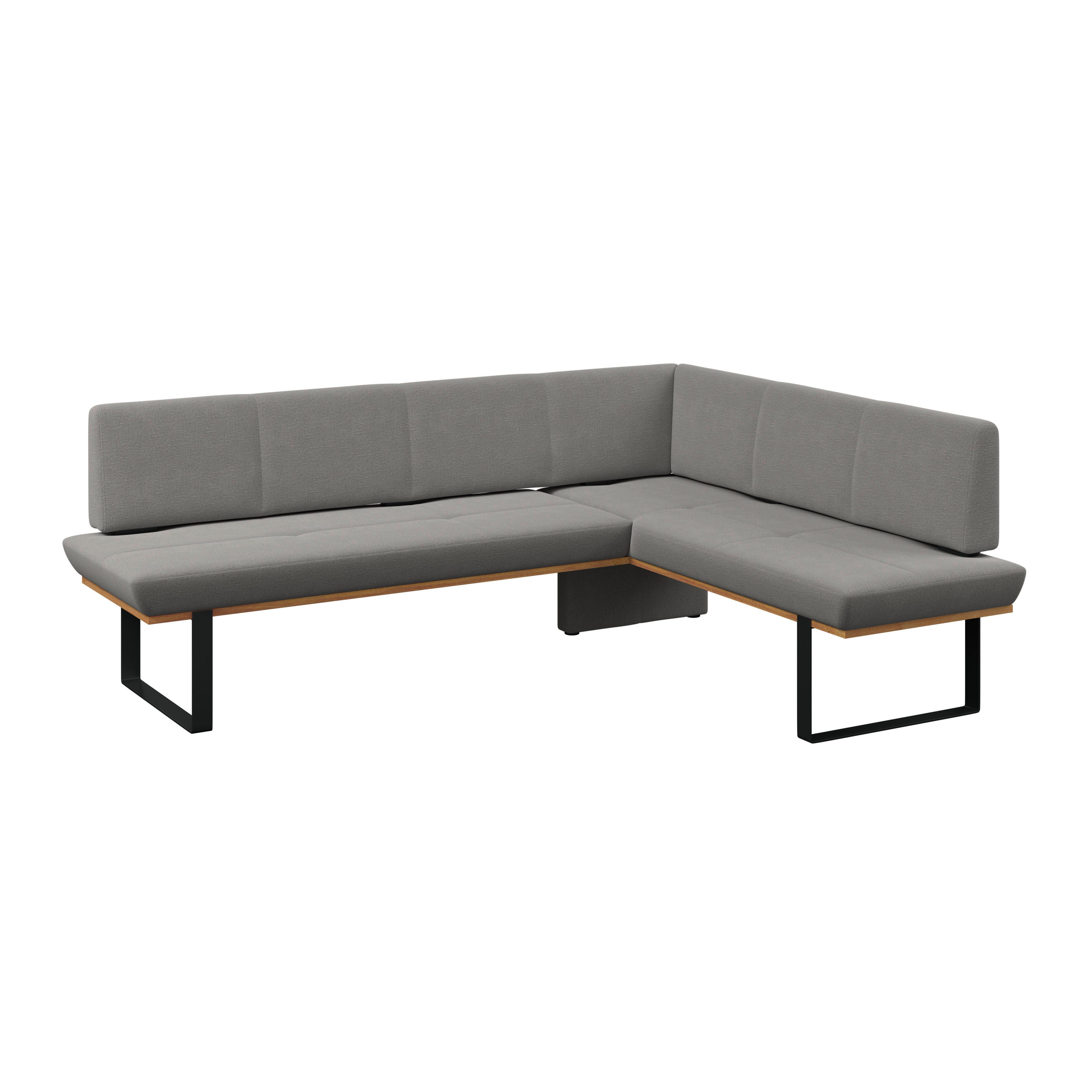 Eckbank Tristan Webstoff grau, S:225x175cm - Schwarz/Grau, MODERN, Holz/Textil (225/175cm) - James Wood