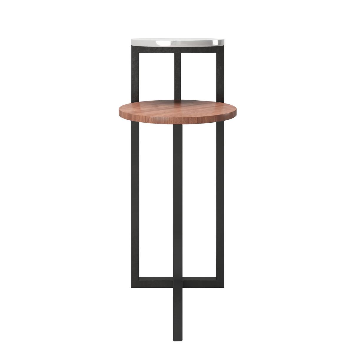 Beistelltisch Mit 2 Platten Cheryl, Nussfarb./weiß/schwarz - Nussbaumfarben/Schwarz, KONVENTIONELL, Holzwerkstoff/Metall (49/49/80cm) - Playboy