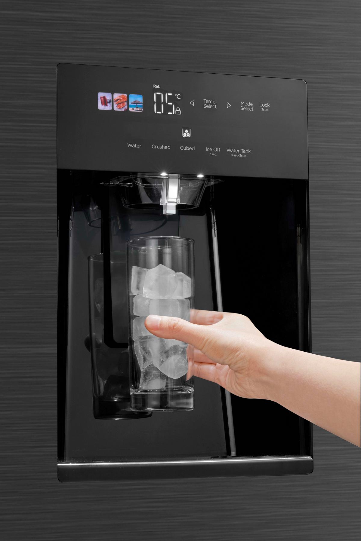 Side-By Side 376 Liter - Schwarz, Basics, Kunststoff/Metall (91cm) - Midea