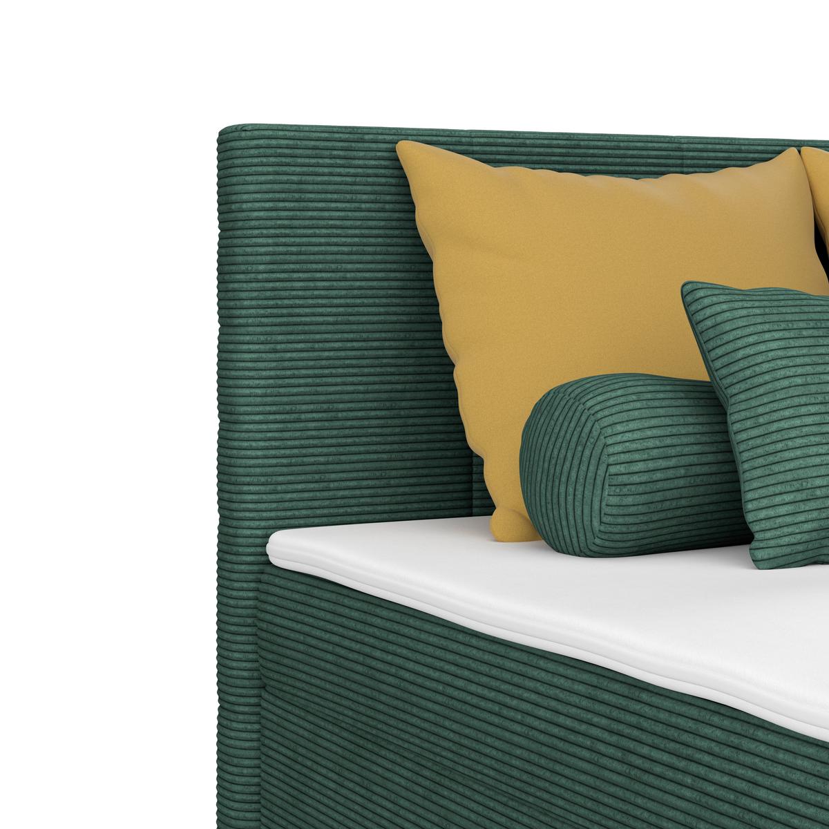 Kárpitozott Ágy Adria 140/200cm - sötétzöld, Konventionell, textil/fa (140/200cm)