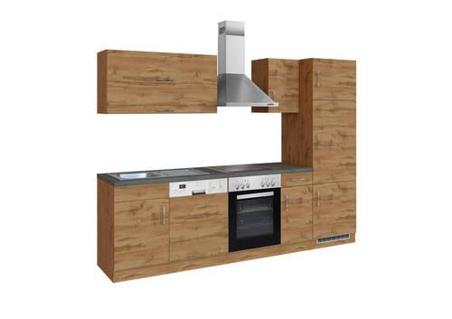 Küchenzeile Sorrento Mit Geräten 270 cm Eichefarben - Schieferfarben/Eiche Wotan, MODERN, Holzwerkstoff (270cm) - Held