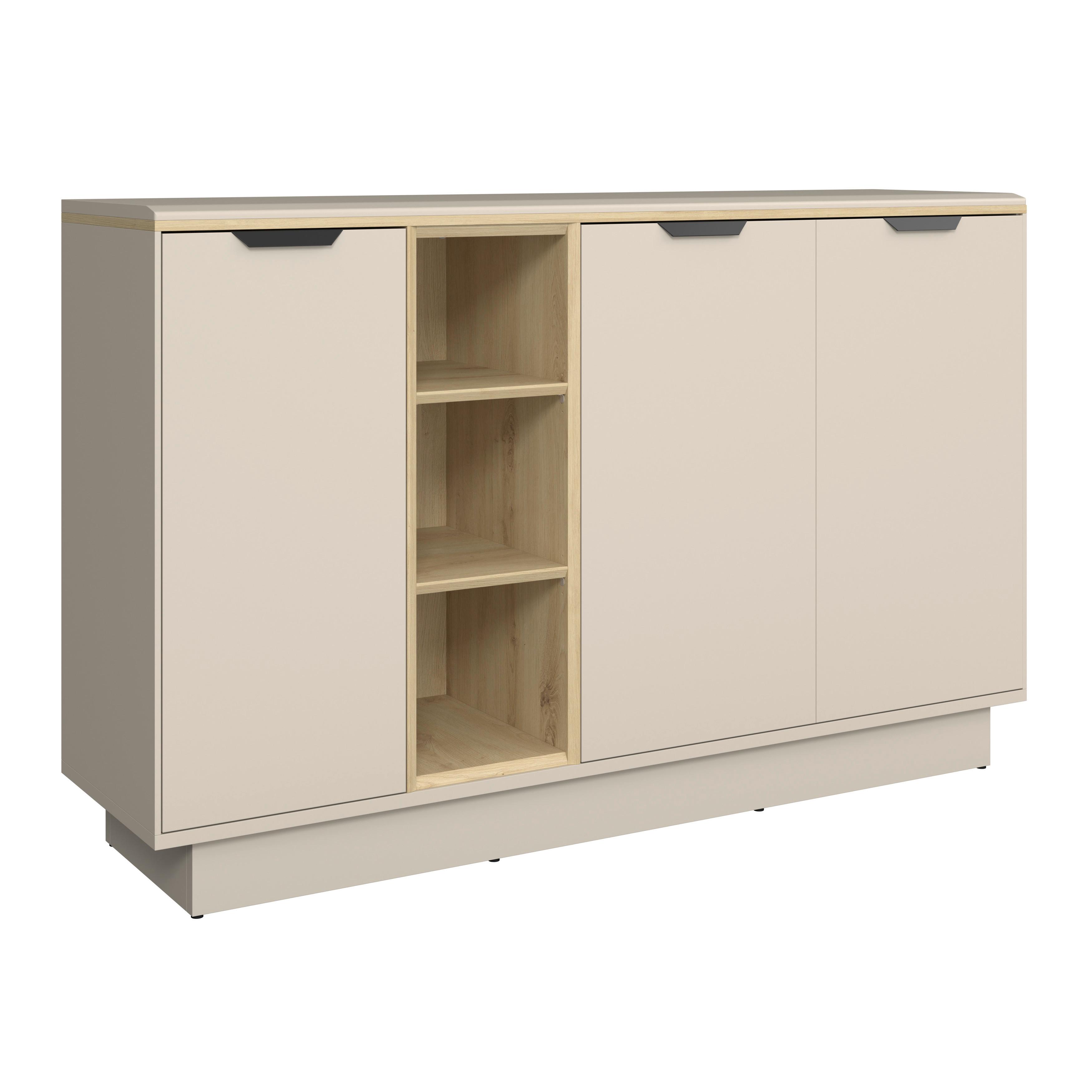 Sideboard Darius Eiche Artisan/Kashmir,b:139cm - Kaschmir/Schwarz, Trend, Holzwerkstoff (138,9/87,4/37cm)