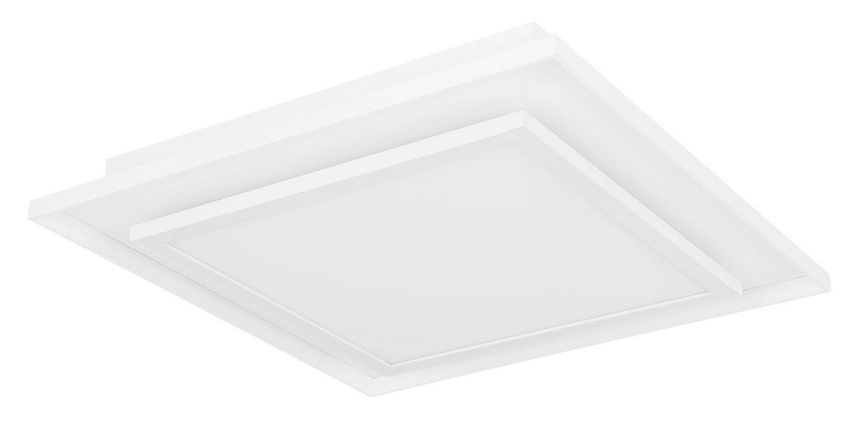 LED-Deckenleuchte L: 44,3 cm mit Fernbedienung - Weiß, Design, Kunststoff/Metall (44,3/44,3/6,3cm) - Globo