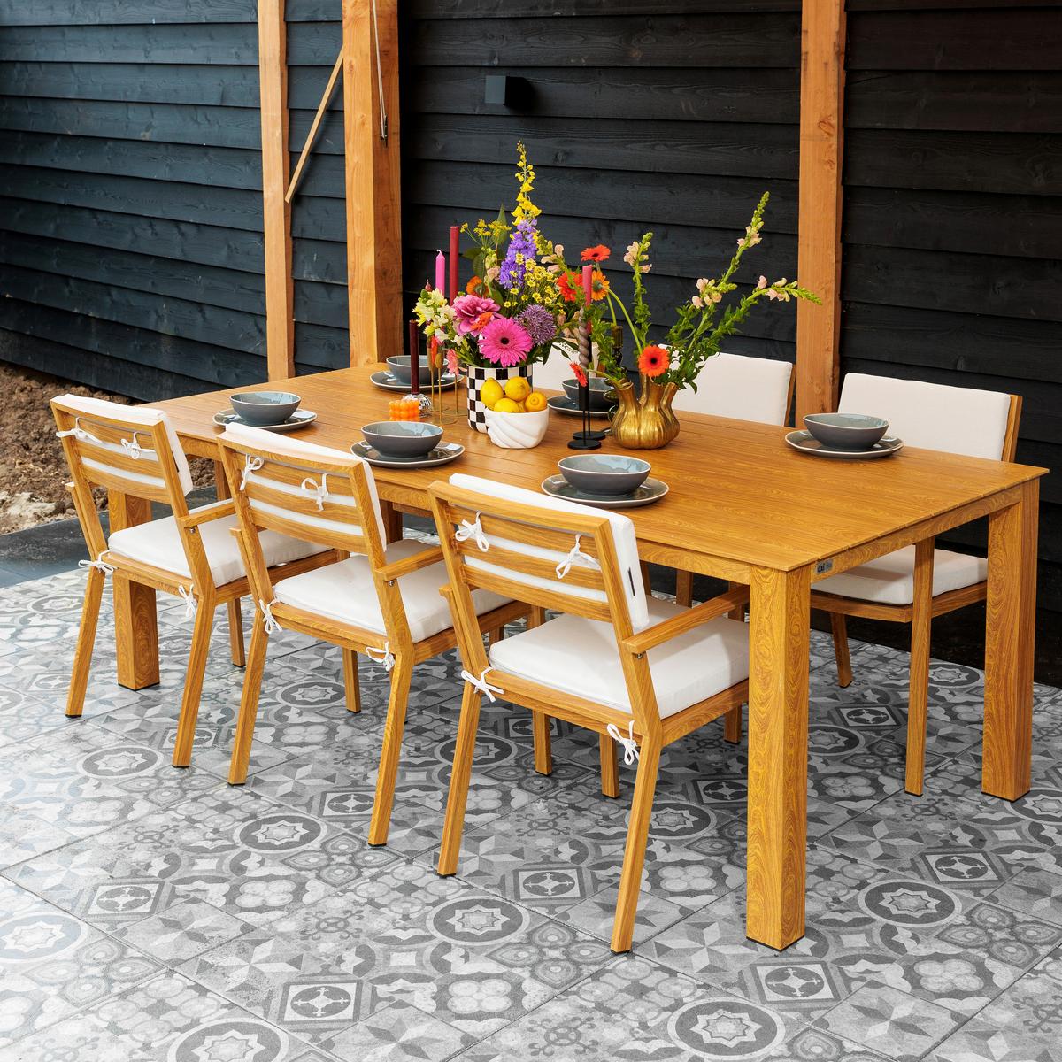 Gartenset Jada 7tlg - Eichefarben/Braun, MODERN, Metall (220/99,5/75cm) - Ambia Garden