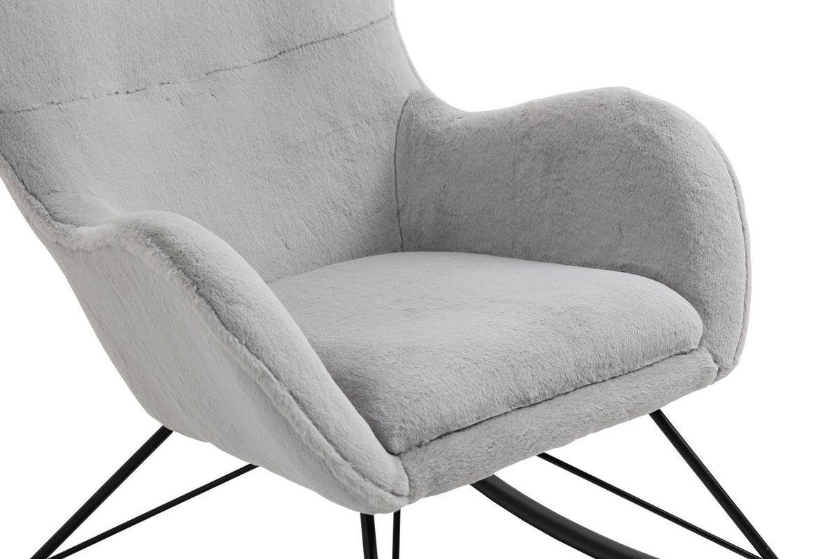 Schaukelstuhl Schwarz, Hellgrau B: 70 cm - Hellgrau/Schwarz, MODERN, Textil (70/102/94cm) - Livetastic