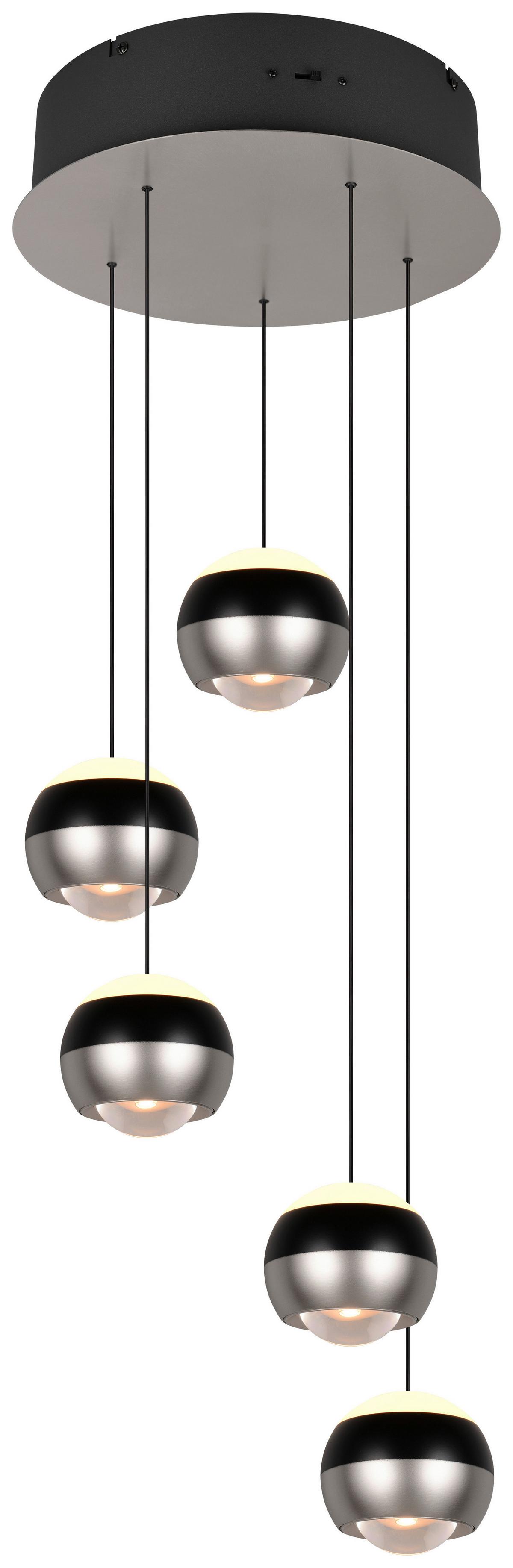LED-Hängeleuchte 344430507 Orbit - Schwarz/Nickelfarben, Design, Metall - Trio Leuchten