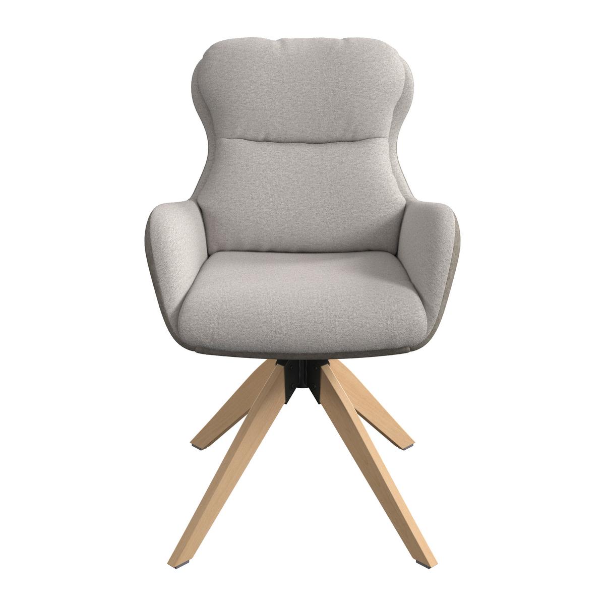 Židle s podrúčkami Neelia, šedobéžová - šedobéžová/přírodní barvy, Moderní, kov/dřevo (71/60/94cm) - Bessagi Home