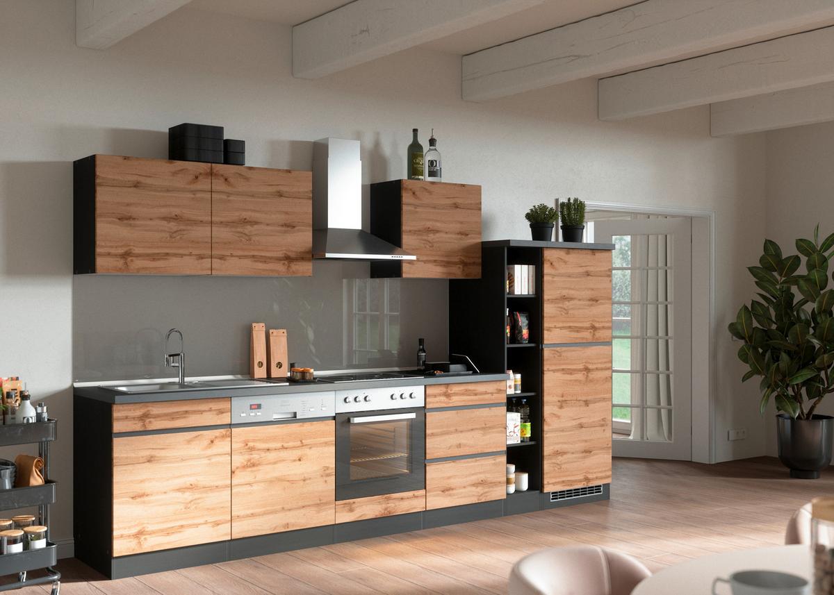 Kühlschrank-Umbauschrank Turin 60 cm Graphitfarben/Eiche - Eiche Wotan/Graphitfarben, Design, Holzwerkstoff (60/166/60cm) - Held