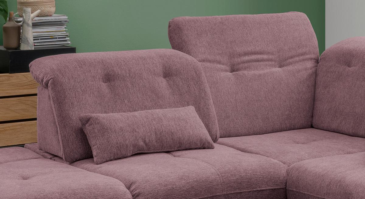 Ecksofa mit Schlaffunktion Dalida Brombeere Chenille - Chromfarben/Brombeere, Design, Textil (254/280cm) - Livetastic