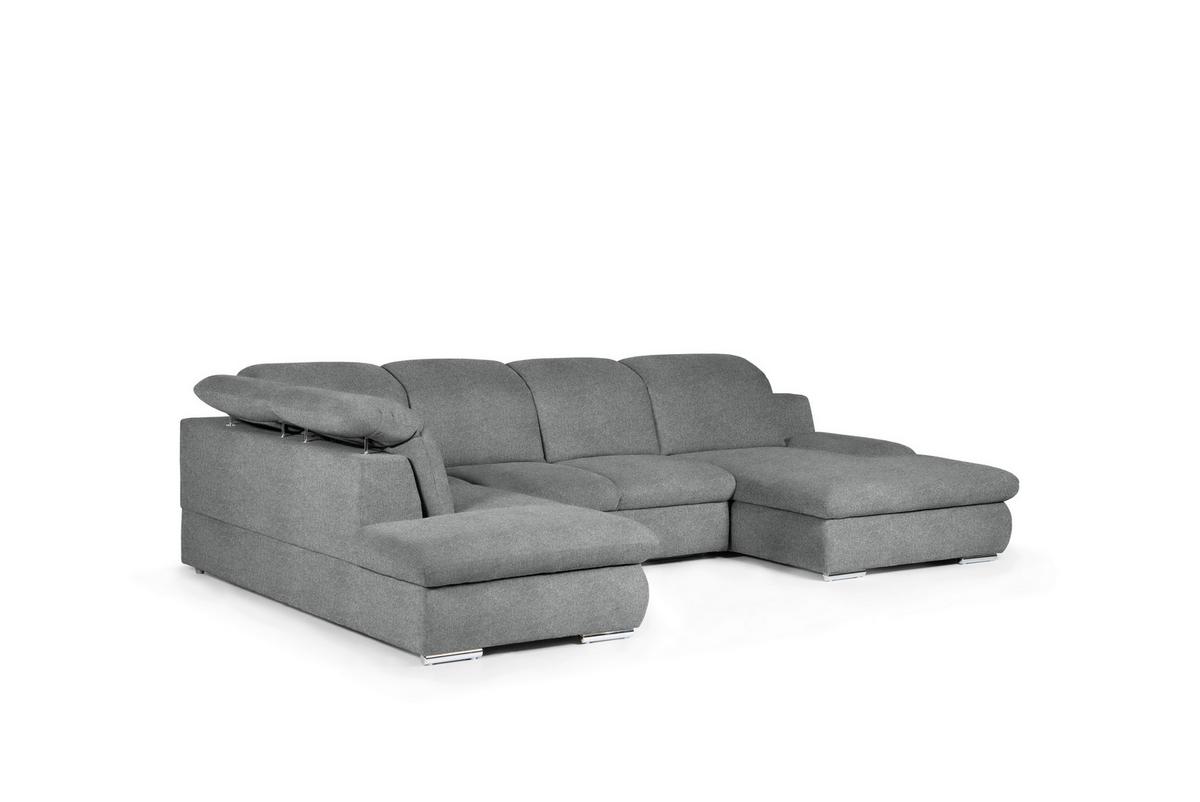 Wohnlandschaft Isona Dunkelgrau Isona - Chromfarben/Dunkelgrau, Design, Textil (212/353/165cm) - Livetastic