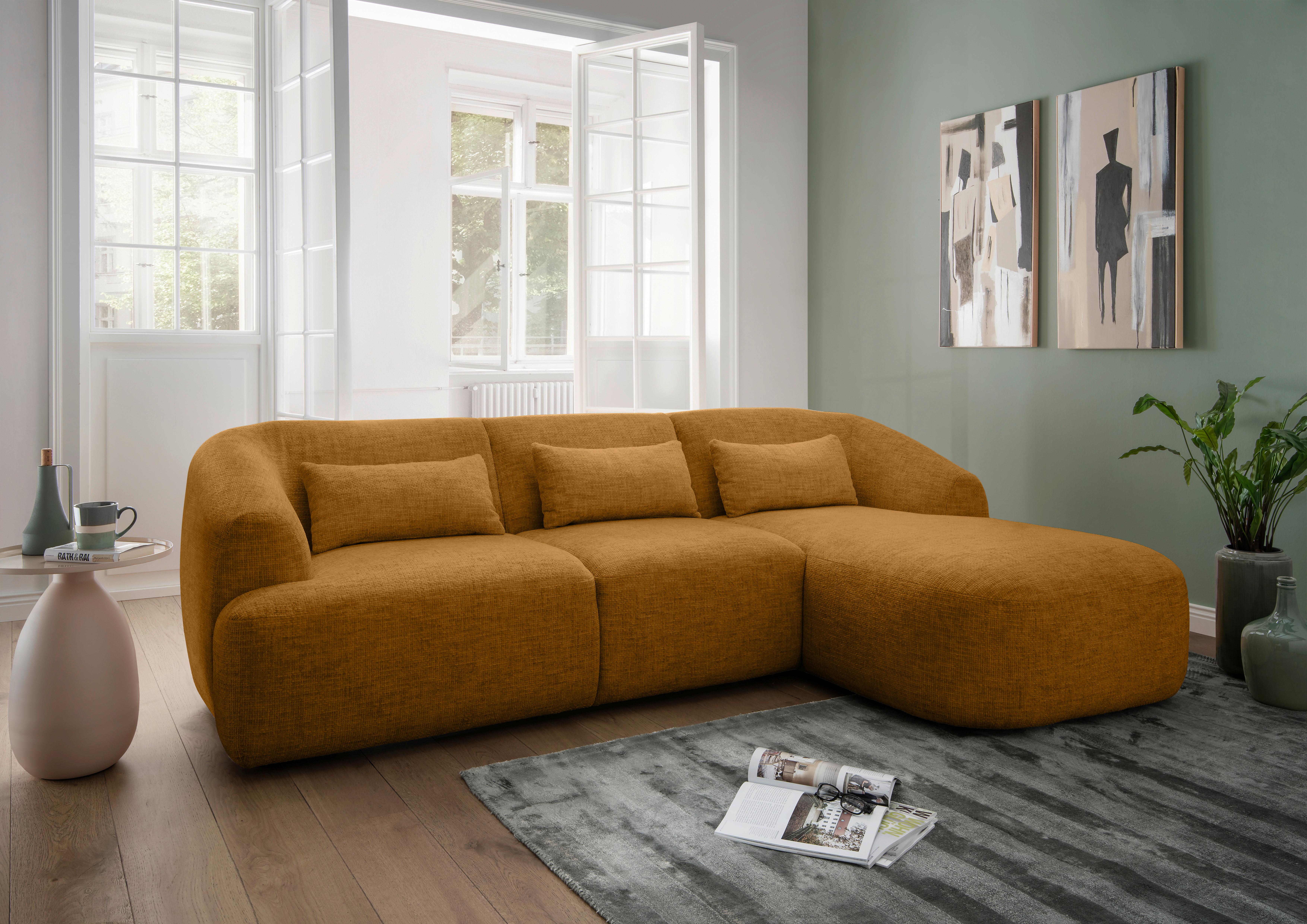 Ecksofa Caponi Goldfarben S: 256x160 Cm - Goldfarben/Schwarz, MODERN, Textil (256/160cm) - Livetastic