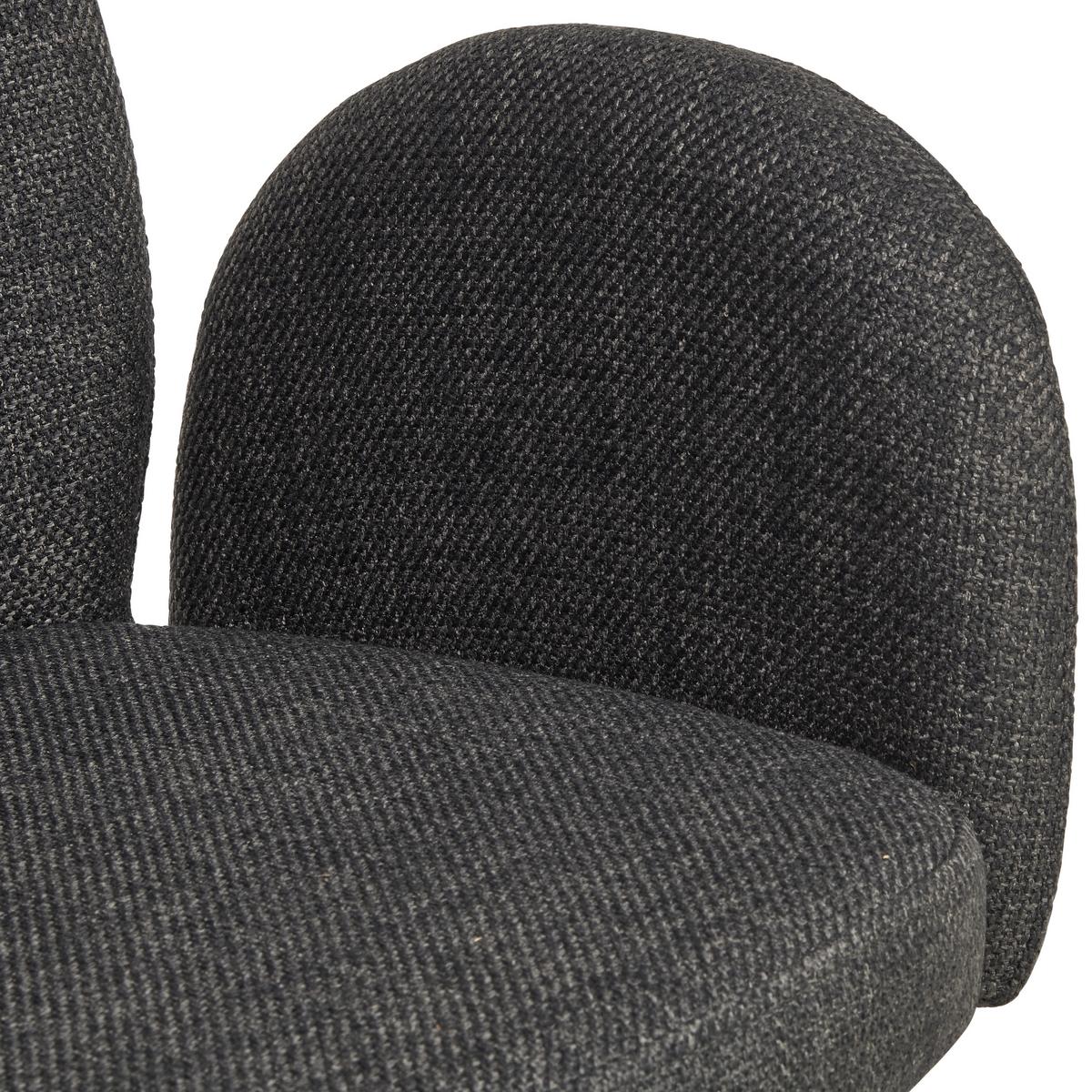 Armlehnstuhl Pauline Leinenoptik Grau, B: 62 cm - Schwarz/Grau, KONVENTIONELL, Holz/Textil (62/85/64cm) - MID.YOU