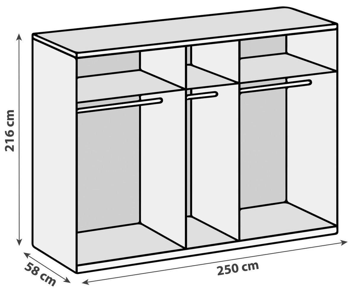 Drehtürenschrank B: 250 Cm Level, Weiß/eiche Dekor - Eichefarben/Weiß, MODERN, Holzwerkstoff (250/216/58cm) - MID.YOU