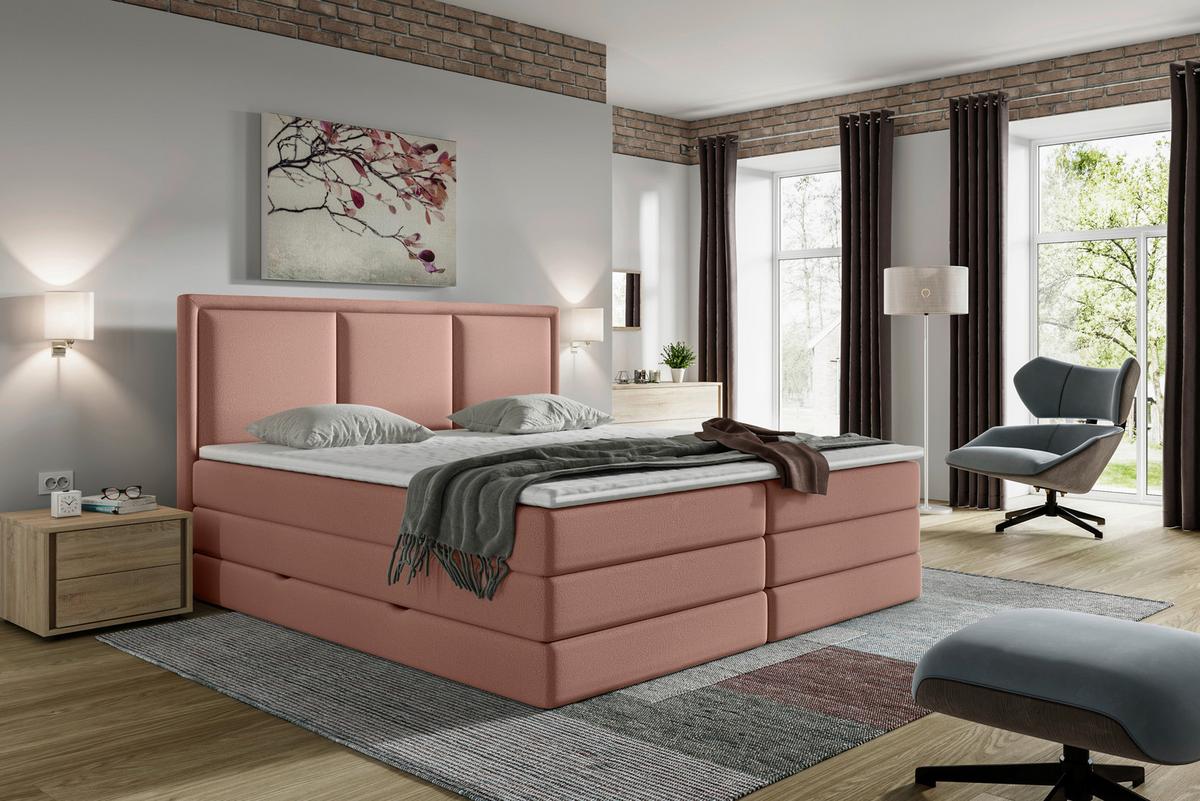 Boxspringbett mit Topper & Bettkasten 160x200 Swing - Altrosa, Design, Textil (160/200cm) - MID.YOU