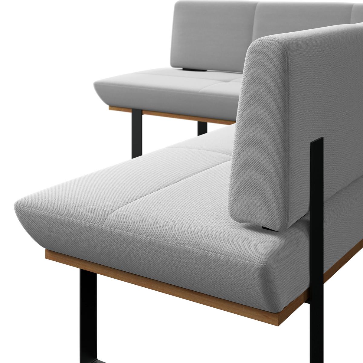 Eckbank Tristan Webstoff hellgrau,S:195x245cm - Hellgrau/Schwarz, MODERN, Holz/Textil (195/245cm) - James Wood