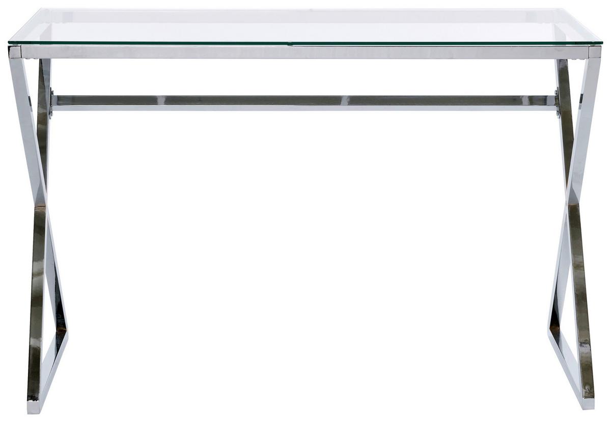 Schreibtisch Xtra Desk - Chromfarben/Klar, MODERN, Glas/Metall (110/50/72cm) - Livetastic
