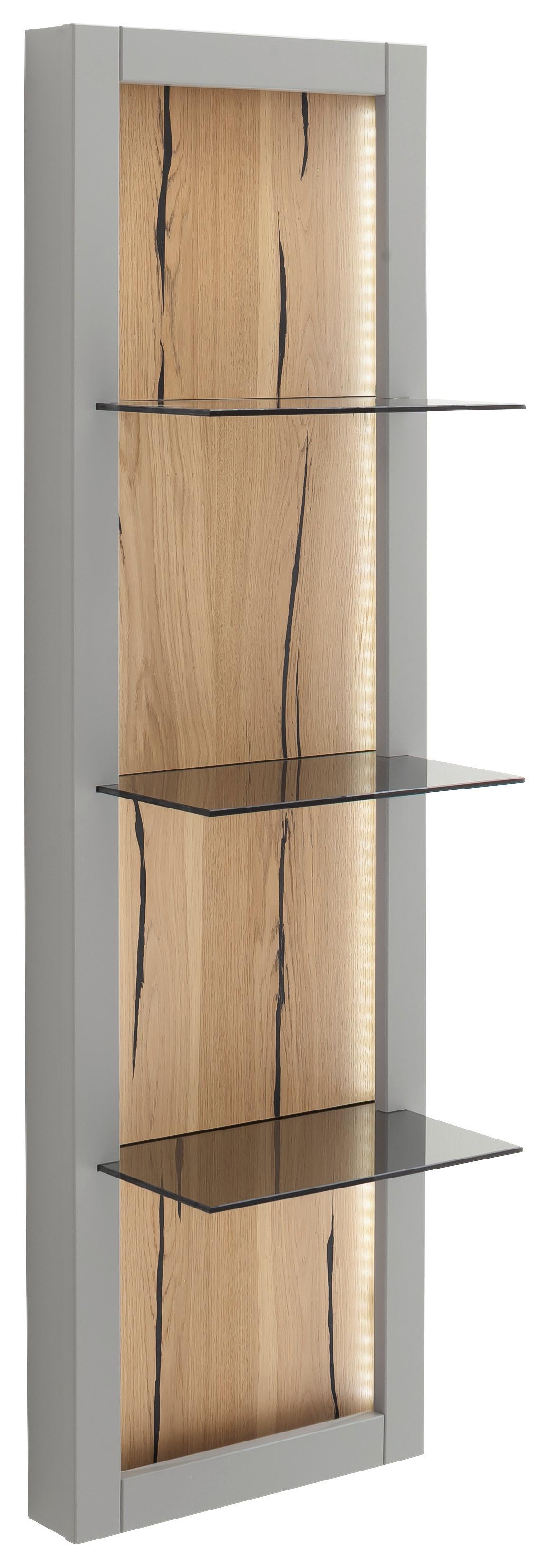 Wandboard Sevilla B: 40 cm Grau/Eichefarben - Eichefarben/Grau, Design, Glas/Holzwerkstoff (40/134/25cm) - MID.YOU