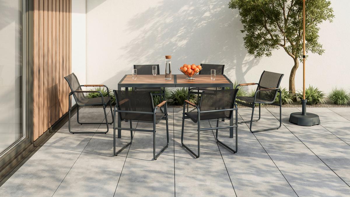 Kerti Bútorszett Genua - natúr/sötétszürke, Modern, műanyag/textil (53/160/82/75/59,5/90cm) - Best Price