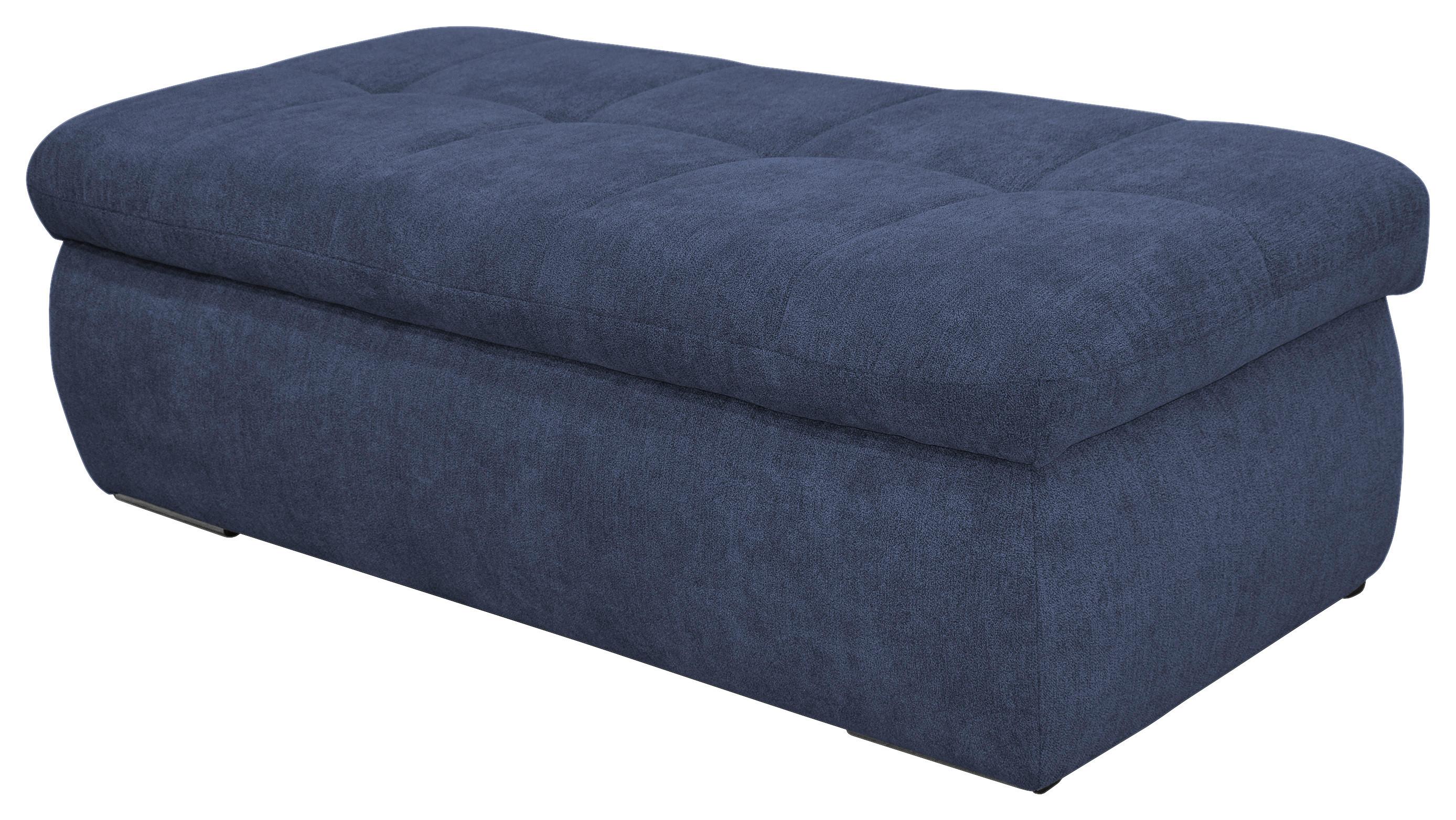 Hockerbank Moric Mikrofaser Dunkelblau H: 43 Cm  Stauraum - Chromfarben/Dunkelblau, KONVENTIONELL, Textil (136/43/64cm) - MID.YOU