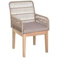 Gartenstuhl Bergen Aus Holz/kunststoff/textil - Hellbraun/Hellgrau, MODERN, Holz/Kunststoff (58/92/67cm) - Beldano